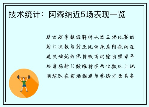 技术统计：阿森纳近5场表现一览